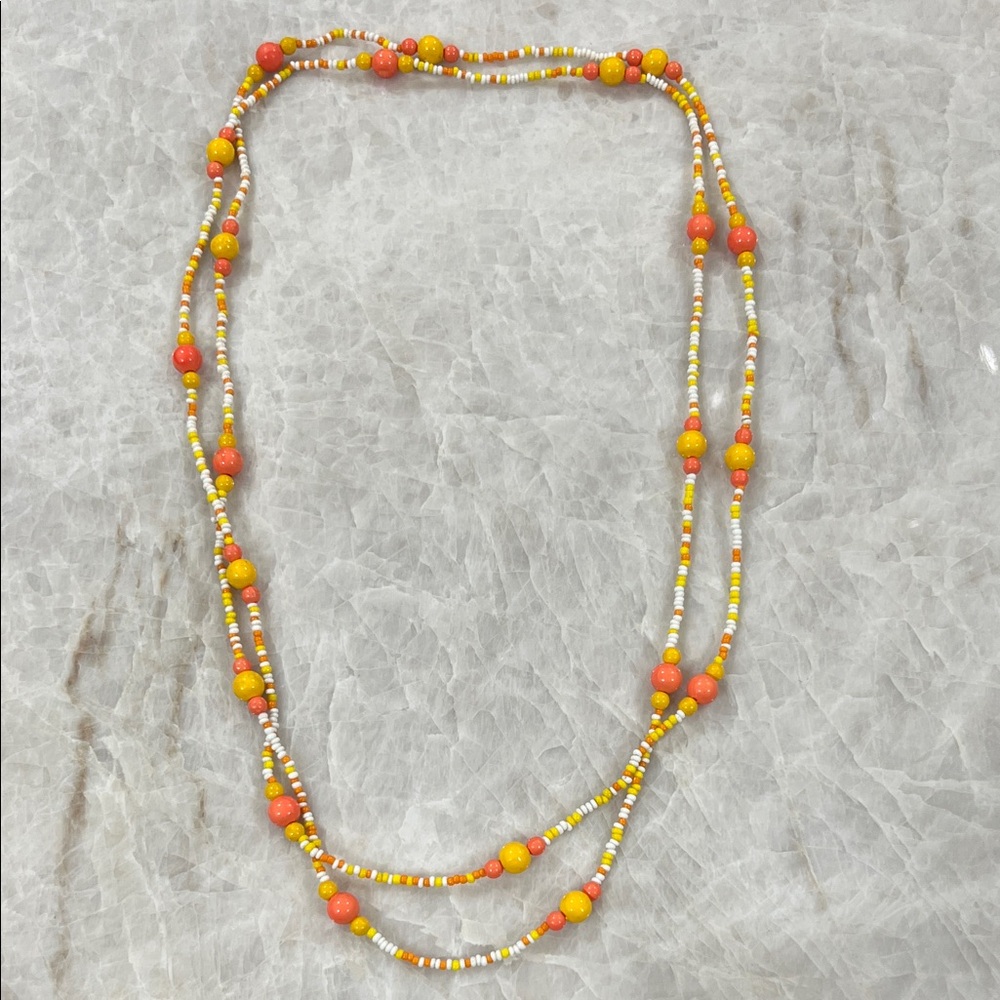 Vibrant Orange and Yellow Beaded Necklace